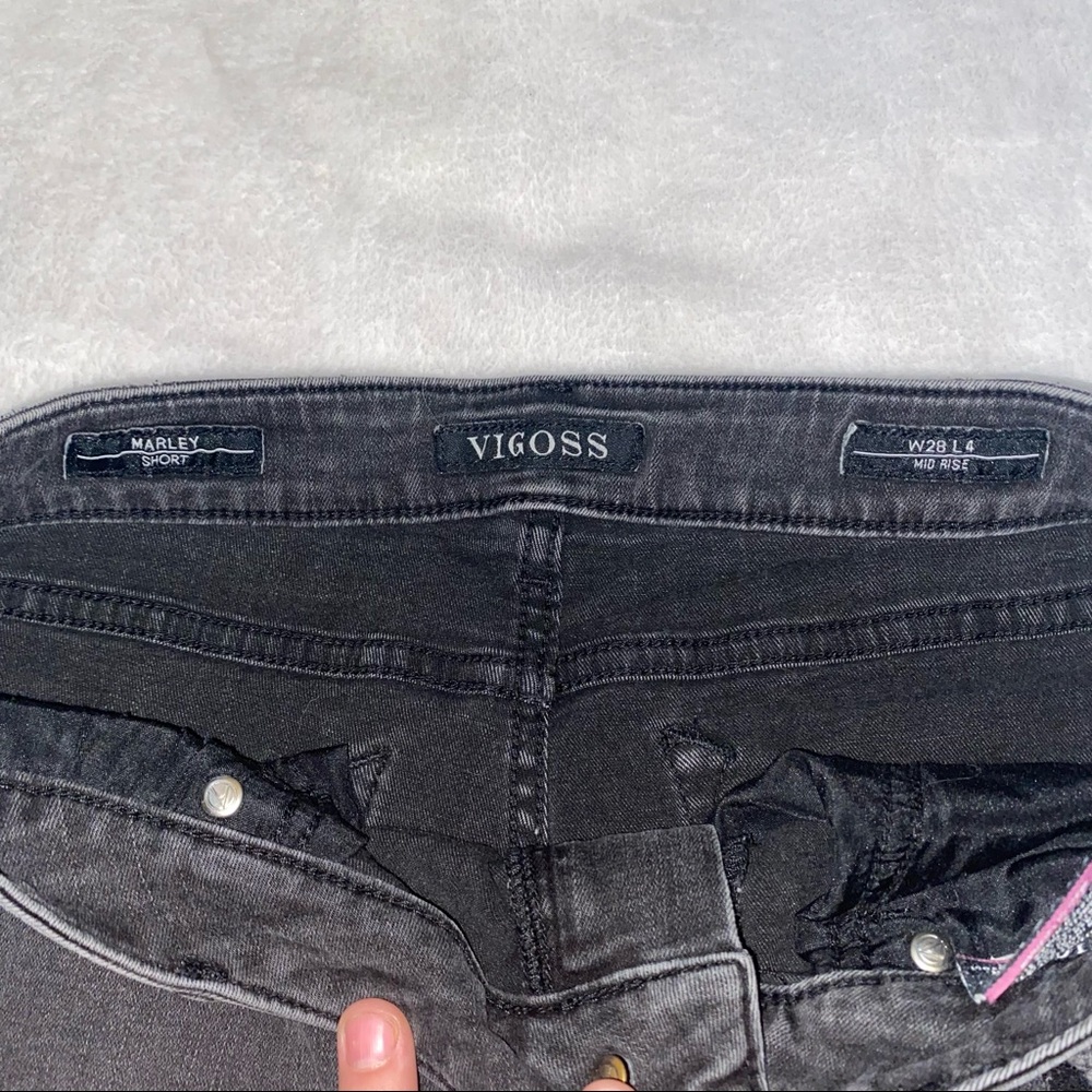 Stretchy slightly distressed black jean shorts! - Picture 4 of 11